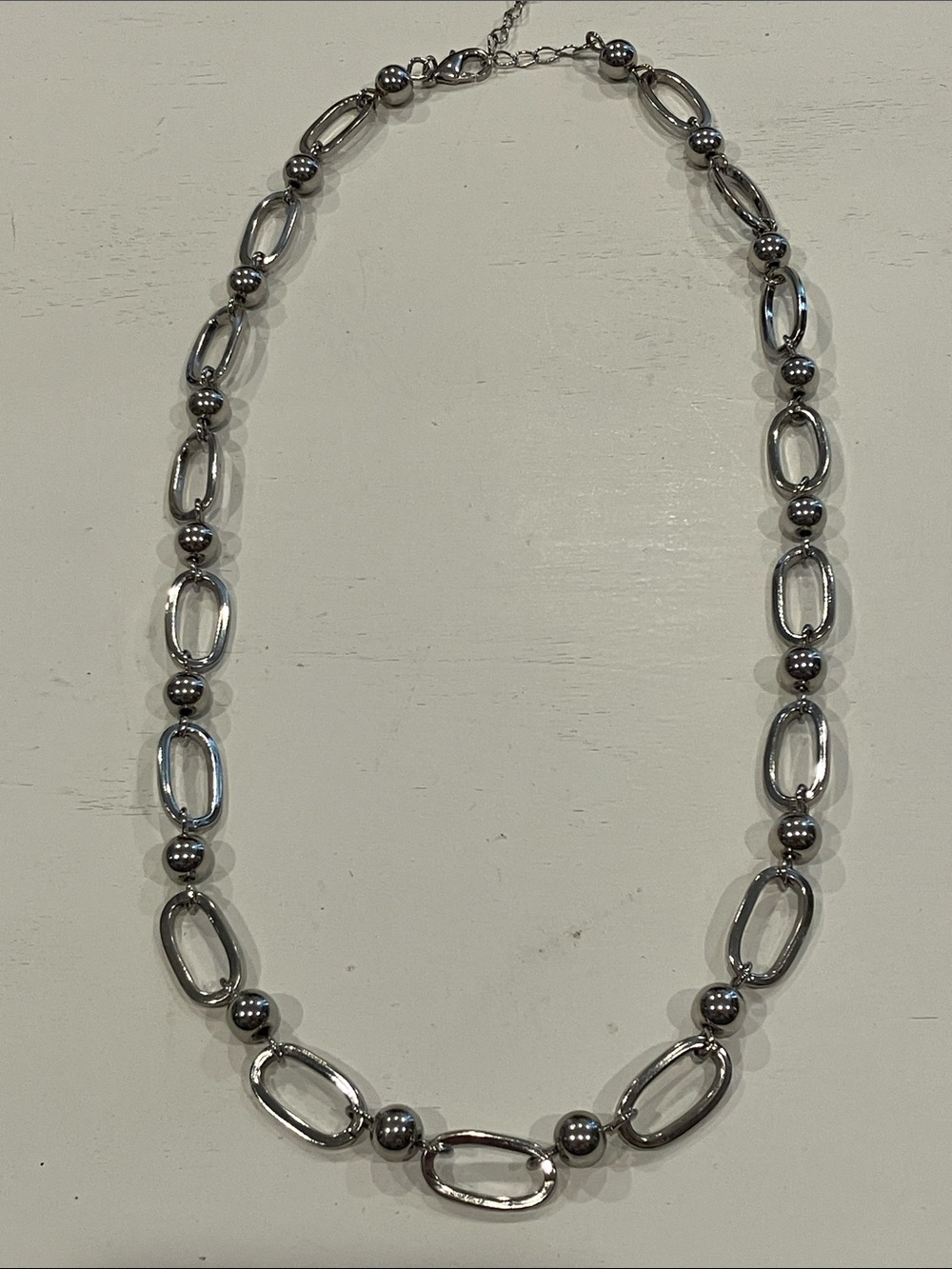 Silver Link & Bead Necklace - Picture 4 of 7